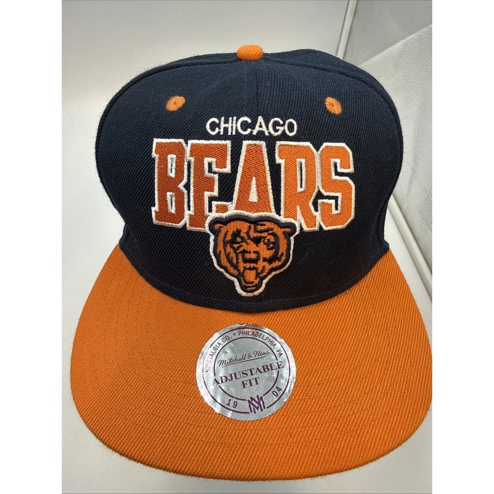CHICAGO BEARS NFL VINTAGE SNAPBACK FLAT BILL 2-TONE CAP HAT 3D BLUE/ORANGE NWT